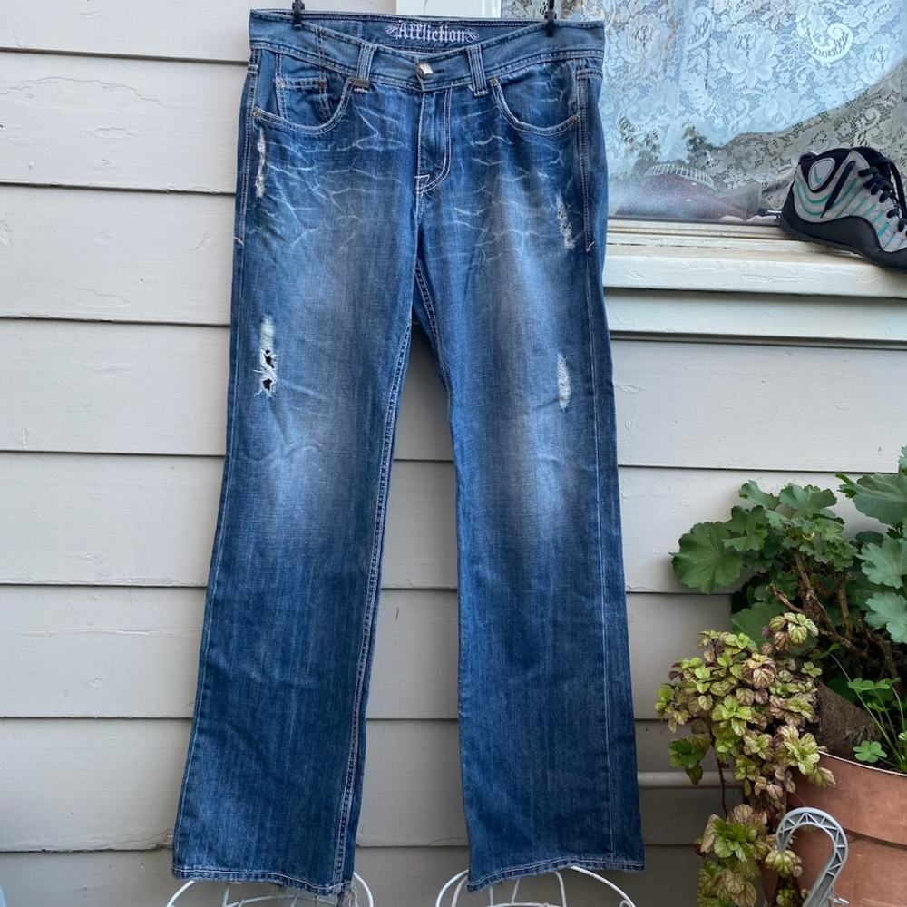 Affliction Distressed Blue Jeans for Men (Can Do Cheaper Price Read Description)